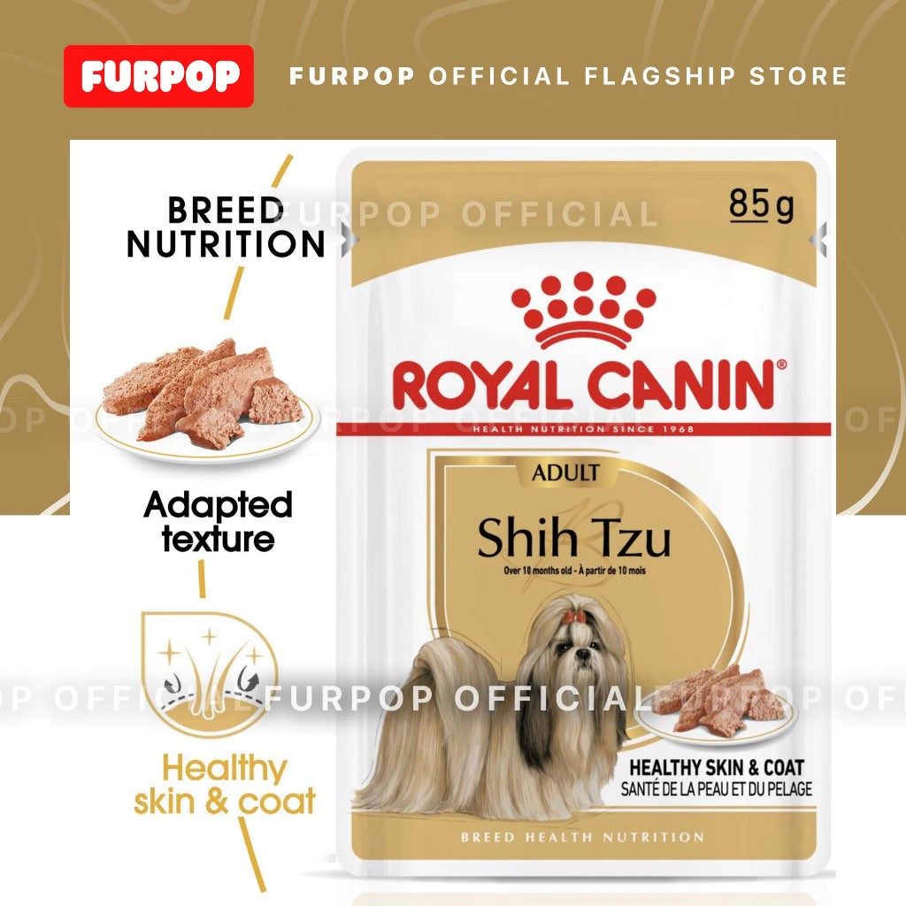 Royal Canin Shih Tzu Adult (85g x 12 pouches) Wet Dog Food - Breed Heath Nutrition - FURPOP