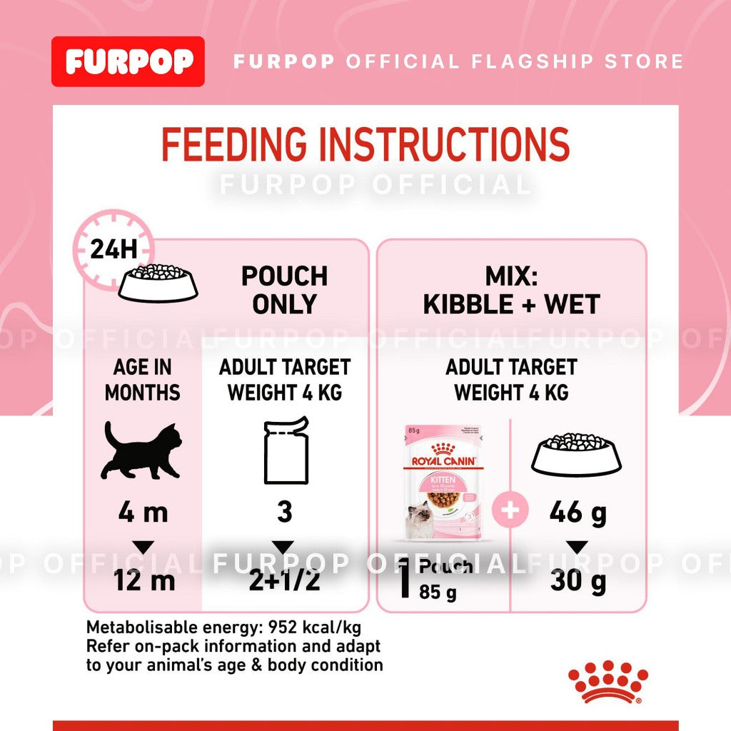 Royal Canin 12pcs Kitten Instinctive 85Gx12 Wet Pouch Cat Feline SPT Range | FURPOP