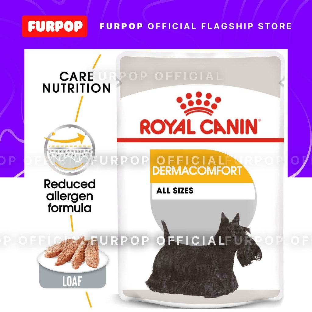 12pcs Royal Canin Dermacomfort (85g x 12 pouches) Adult Wet Dog Food - Canine Care Nutrition