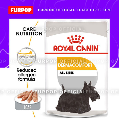 12pcs Royal Canin Dermacomfort (85g x 12 pouches) Adult Wet Dog Food - Canine Care Nutrition