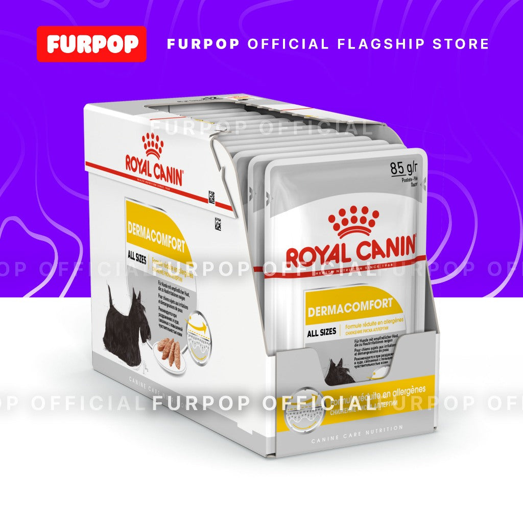 12pcs Royal Canin Dermacomfort (85g x 12 pouches) Adult Wet Dog Food - Canine Care Nutrition