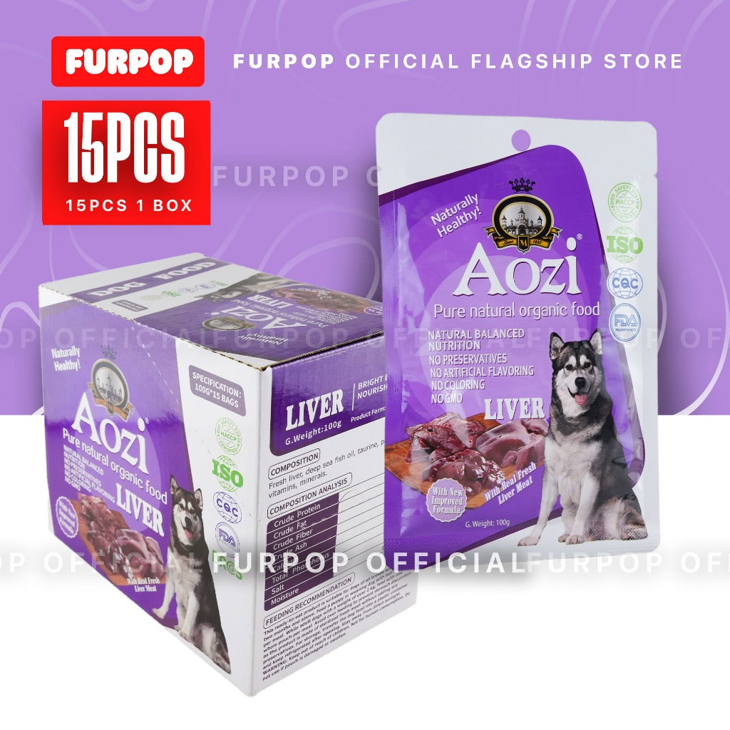 15pcs Aozi Pouch Dog 100g (1BOX) Natural Organic Puppy Wet Food Pet Essential | FURPOP