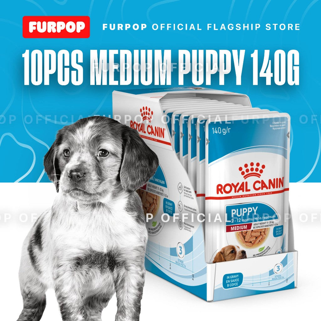 Royal Canin Medium Puppy (140g x 10 pouches) Wet Food - Size Health Nutrition | FURPOP